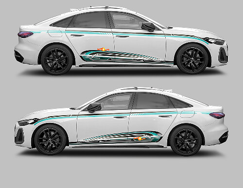 A5 Techno Style Seiten- & Schwellerstreifen Vinyl-Aufkleber-Kit für Audi A5