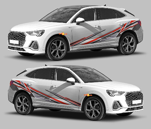 Techno Style Seitenstreifen Vinyl-Aufkleberset für Audi Q3 2019