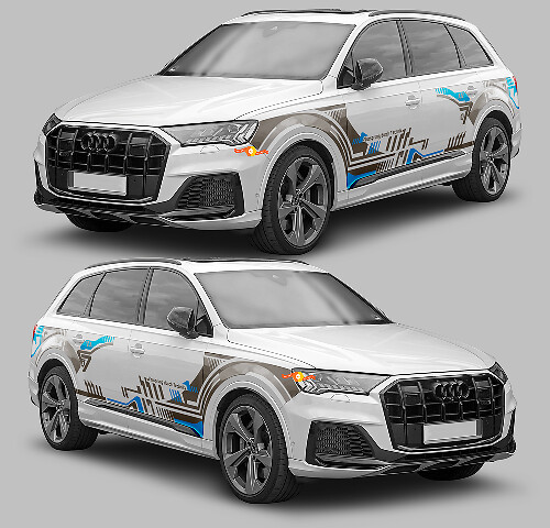 Techno Grafik Stil Seitenstreifen Vinyl Aufkleber Set für Audi Q7