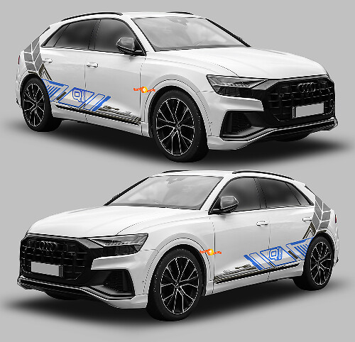 Techno-Grafik-Stil Seitenstreifen Vinyl-Aufkleber Set für Audi Q8
