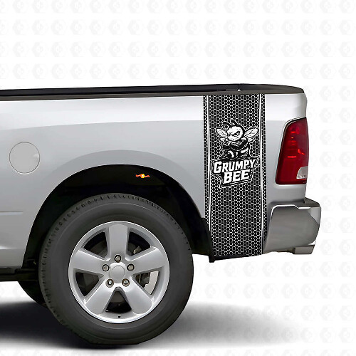 Grumpy Bee Wabenstil Bettseiten Vinyl-Aufkleber-Set für Dodge Ram Truck_1
