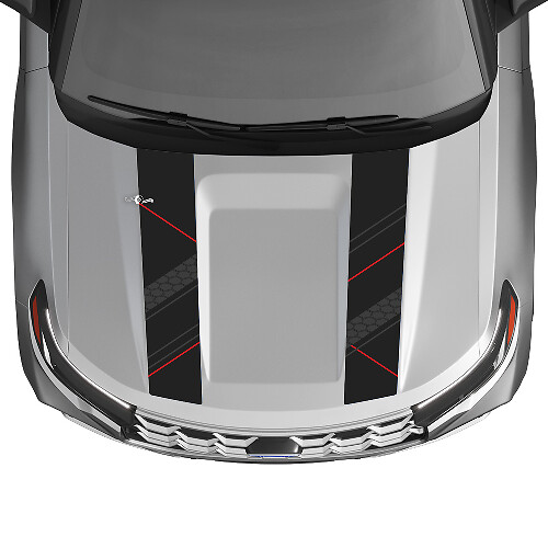 Duales Wabengitter-Motorhaubenstreifen Vinyl-Aufkleber-Kit für Musclecar Explorer ST 2020-26