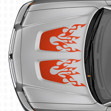 Flammen-Style Doppel-Kaputzenstreifen Vinyl-Aufkleber-Set für Dodge Charger_4