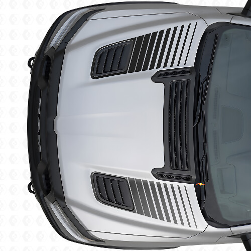 Doppel-Stroboskop Motorhaubenlüftungsstreifen Vinyl-Aufkleber Set für Dodge Ram Sport 2019+_1