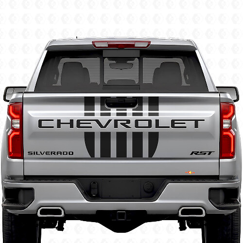Stars & Steel Style Heckklappen-Streifen Vinyl-Aufkleber Set für Chevrolet Silverado_1