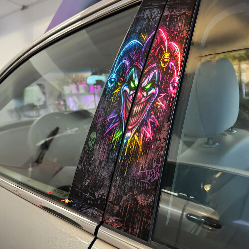 Neon Jester Gesichts Türsäulen Vinyl-Aufkleber Set