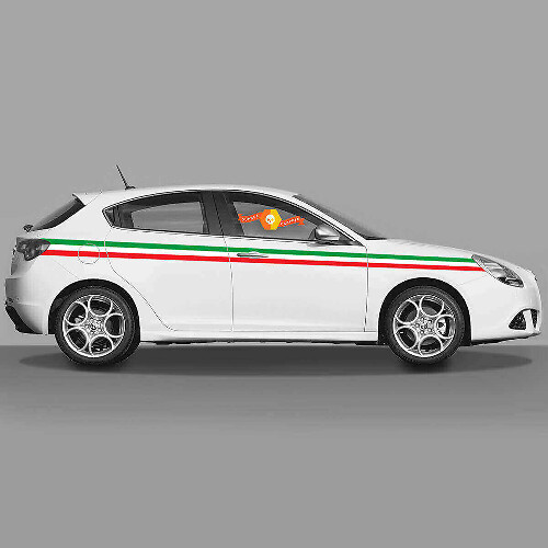 Vinyl-Aufkleber-Kit mit Seitenstreifen im Stil der italienischen Flagge für Alfa Romeo Giulietta