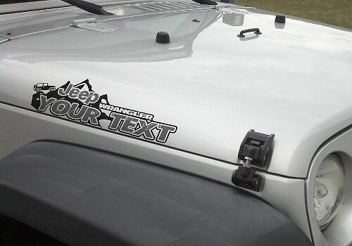 Paar 2x JEEP Wrangler Edition YOUR TEXT MOUNTAINS LOGO Vinyl-Aufkleber
