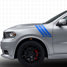 Benutzerdefiniertes Dreifach-Streifen Frontkotflügel Vinyl-Aufkleber-Set für Dodge Durango 2011+_2