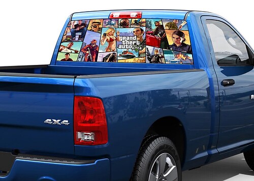 Gran Theft Auto 5 GTA Heckscheiben-Vinylaufkleber für Pick-up Trucks SUVs