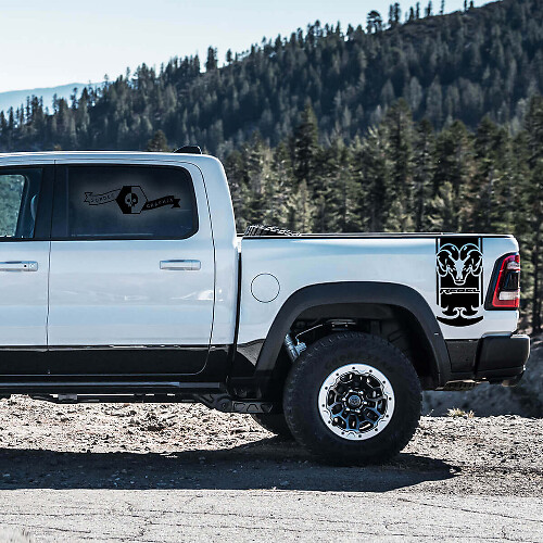 Hemi Rebel hintere Seitenstreifen Vinyl-Aufkleber-Set für Dodge Ram Rebel 2021+