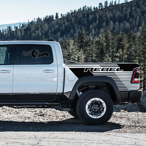 Stroboskop-Stil Vinyl-Aufkleber-Set für den Bettrahmen Dodge Ram Rebel TRX 2021+
