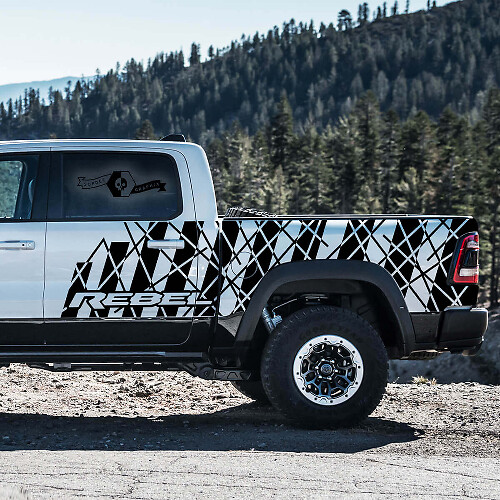 Chaotischer Stil Seitenstreifen Vinyl-Aufkleber-Set für Dodge Ram Rebel 2021+