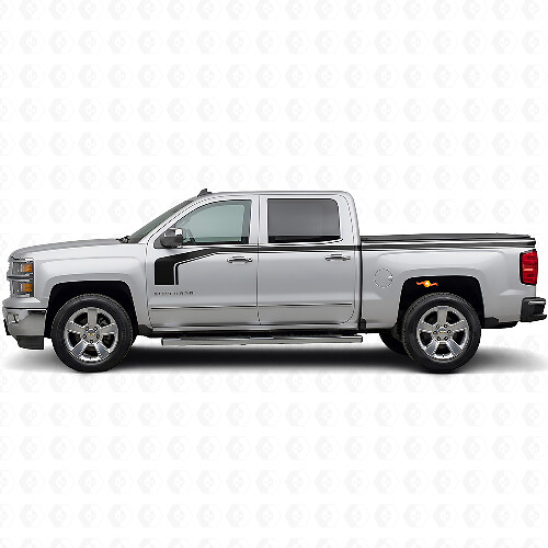 Hockey-Stick-Design mit unterer Umriss-Seiten-Vinyl-Aufkleber-Kit für Chevy Silverado 1500 2014+