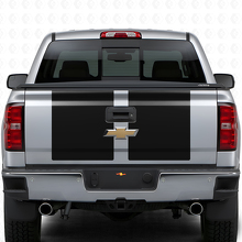 Vinyl-Aufkleber-Kit mit zwei breiten Streifen für Motorhaube und Heckklappe für Chevrolet Silverado 2014-15_2