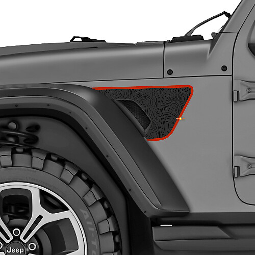 Topografische Karten Kotflügel Lüftungsaufkleber Kit für Jeep Wrangler Rubicon
