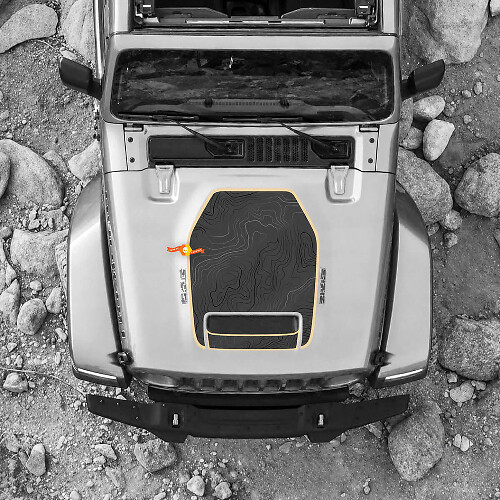 Topografische Karte Motorhaubenbelüftung Vinylaufkleber für Jeep Wrangler
