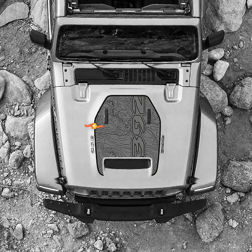 392 Topografische Karte Motorhaubenventil Vinylaufkleber für Jeep Wrangler