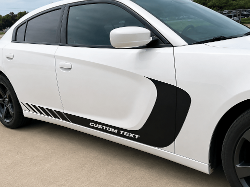 Benutzerdefinierter seitlicher Karosseriestreifen Vinylaufkleber Grafik mit individuellem Text für 4-türige Sportlimousine für Dodge Charger