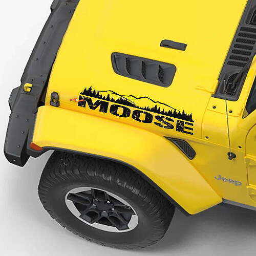 Moose Lettering Mountain Style Motorhauben-Vinyl-Aufkleberset für Jeep Wrangler