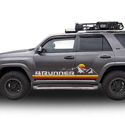 Mountains Retro Stil Streifen Seiten Vinyl Aufkleber für Toyota 4Runner 2014-2024
