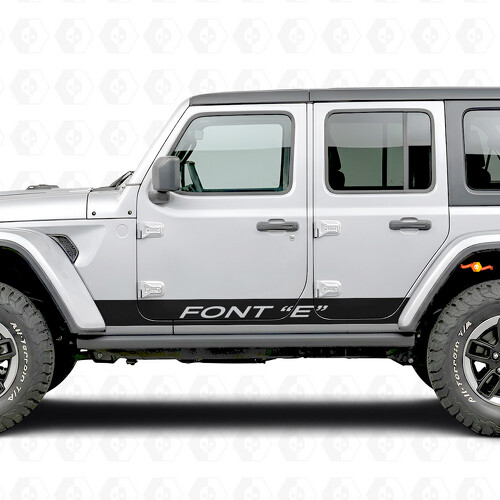 Individuelle Text Gerade Streifen Seiten Vinyl Aufkleber für Jeep Wrangler 2018-2027
