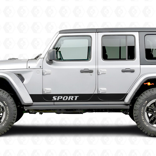 Sport Schriftzug Gerade Streifen Seiten Vinyl Aufkleber Sticker für Jeep Wrangler 2018-2027