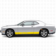 Gerade Streifen & benutzerdefinierter Text Seitenschweller Vinyl-Aufkleber für Dodge Challenger_5