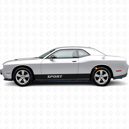 Sportliche gerade Streifen Seiten-Vinylaufkleber für Dodge Challenger_1
