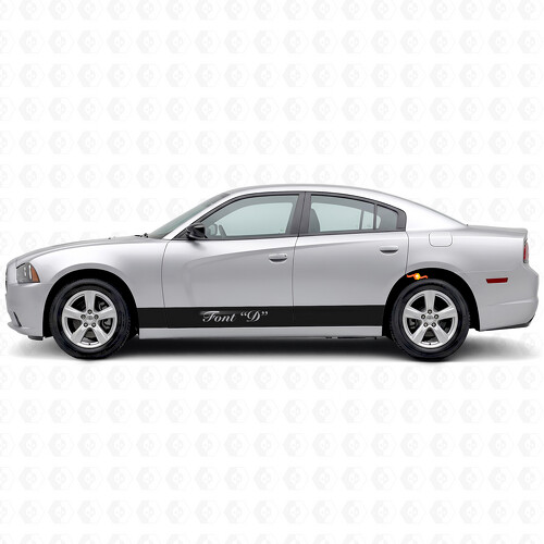 Gerade Streifen & benutzerdefinierte Text-Seitenvinylaufkleber für Dodge Charger 2011-2014
