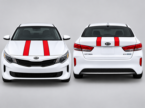 Duales Racing-Streifen Vinyl-Aufkleber-Set für Motorhaube und Kofferraum für Kia Optima – Stylischer Autoaufkleber