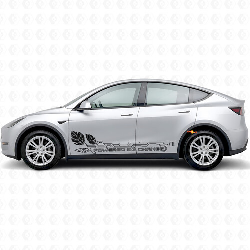 Angetrieben von Seitenwechsel Tür Vinyl-Aufkleber für Tesla Model Y