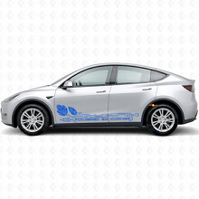 Angetrieben von Seitenwechsel Tür Vinyl-Aufkleber für Tesla Model Y_2