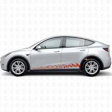 Leise fahren, weit kommen – Bergstil Seiten-Vinylaufkleber für Tesla Model Y_2