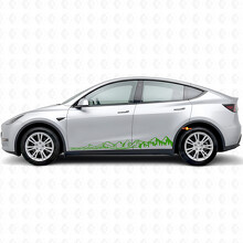 Leise fahren, weit kommen – Bergstil Seiten-Vinylaufkleber für Tesla Model Y_3