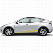 Leise fahren, weit kommen – Bergstil Seiten-Vinylaufkleber für Tesla Model Y_5