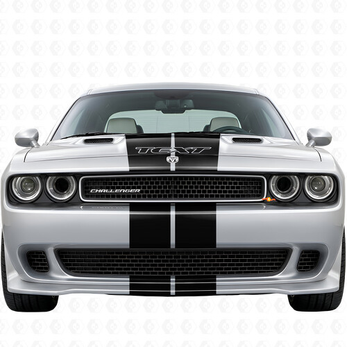 Doppelte Streifen mit individuellem Text Komplettset Vinylaufkleber für Dodge Challenger 2008-2014