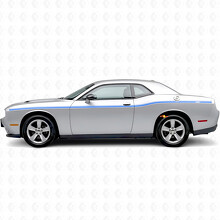 Individuelle Zwillingsstreifen mit variierenden Breiten Seiten Vinylaufkleber für Dodge Challenger_2