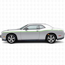Individuelle Zwillingsstreifen mit variierenden Breiten Seiten Vinylaufkleber für Dodge Challenger_3