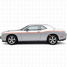 Individuelle Zwillingsstreifen mit variierenden Breiten Seiten Vinylaufkleber für Dodge Challenger_4