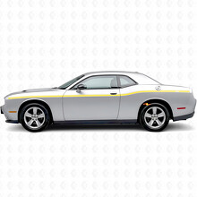 Individuelle Zwillingsstreifen mit variierenden Breiten Seiten Vinylaufkleber für Dodge Challenger_5