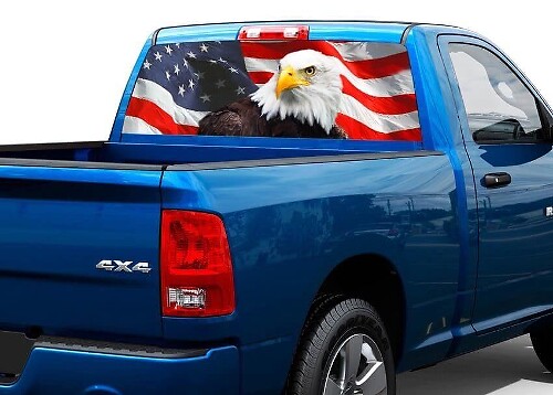 American Eagle Flag Heckscheiben-Vinylaufkleber für Pickup-Trucks und SUVs