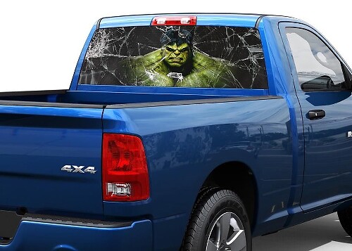 Hulk-Style Aufkleber mit zerbrochenem Glas für Heckscheibe von Pickup-Truck SUV