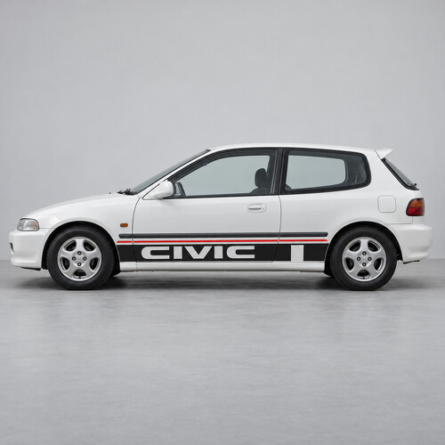Breite Ausführung Keilform CIVIC Seiten Vinyl Aufkleber Sticker für Honda Civic EG Hatchback 1991-1995_1
