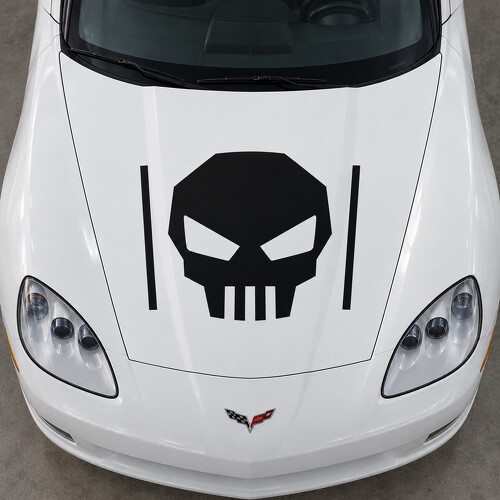 Skull Outrigger Standard Coupe Motorhauben Vinyl-Aufkleber für Chevrolet Corvette C6 2005-2013_1