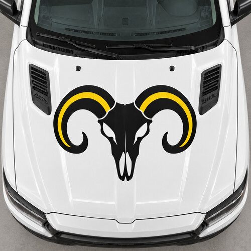 Offenes Horn Totenkopf DT Rebel Hauben Vinyl-Aufkleber für RAM 1500 2019_1