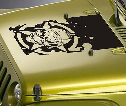 Blackout Militär Schädel Kapuzen Vinyl-Aufkleber für Jeep Wrangler