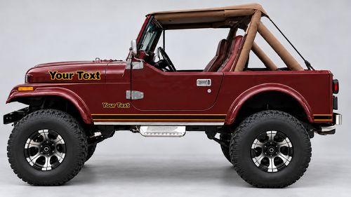 Benutzerdefiniertes Textkontur Seitenstreifen Vinyl-Aufkleber Kit für Jeep CJ-7 1984