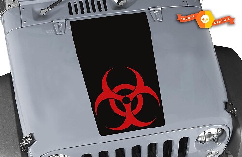 Blackout Biohazard Zweifarbiger Haubenaufkleber für Jeep Wrangler