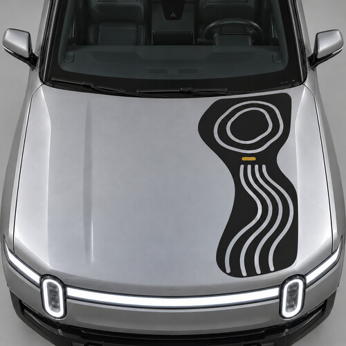 Kontur Wirbelsäule Motorhauben Vinyl-Aufkleber für Rivian R1T 2022_1